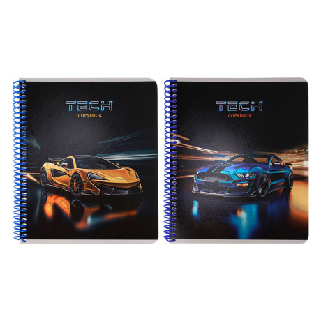 Тетрадь общая, 96 листов, в клетку, БЕЛЫЕ ЛИСТЫ, обл.мел. картон, спираль, микс