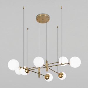 Eurosvet св-к подвес. 8x60W E27 1170х1170х1070 мет бел мат./латунь Planet 70146/8 Умный дом a062029