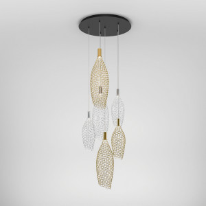 Eurosvet св-к св/д подвес 28W(2431lm) 4000К 4К 750х750х1800 металл золот/хром Ruche 90352/6 a069061