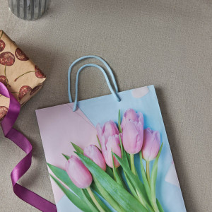 LADECOR Пакет подарочный, бумажный, 26x32x10 см, 4 дизайна, тюльпаны