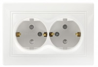 Smartbuy Венера роз. СУ 2 мест. земля 16А белая с защ. штор.  (SBE-01w-16-S2-1Z-c)