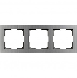 Smartbuy Нептун Рамка 3-местная пластик серый никель (SBE-06gn-Metal-FR-3)