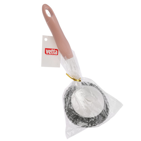 VETTA Губка металлическая для мытья посуды с ручкой, пластик, 25,5x9,5x6,5см, 2 цвета