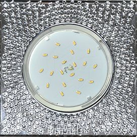 Ecola GX53 H4 св-к Стекло Квадрат c прозр. мозаикой зерк. фон, центр хром 40x123 FC53SGECB (10!)