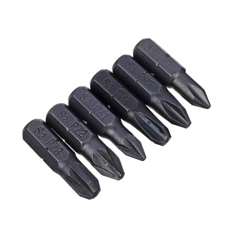 ЕРМАК Биты для шуруповерта, набор 6 предметов, блистер, длина 25 мм, в наборе PH; PZ