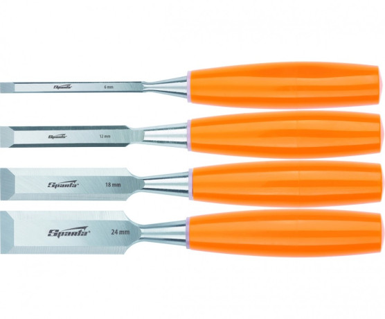 Набор стамесок плоских, 4 шт, 6-12-18-24 мм Sparta