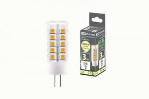 TDM G4 12V 3W(300lm) 3000К 2K, 16х43мм пластик SQ0340-0093