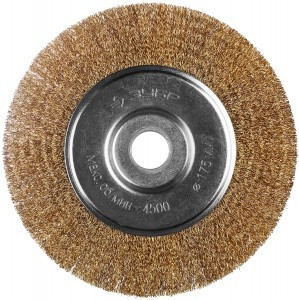 ЗУБР "ПРОФЕССИОНАЛ". Щетка дисковая для УШМ, витая стальная латунированная проволока 0,3мм, 175х22мм