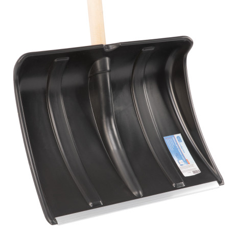 Лопата для уборки снега пластиковая, 470х350х1410 мм, деревянный черенок, Сибртех