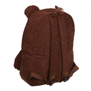 Рюкзак подростковый 44x30x13см, 1 отд., 5 карм., вышивка, декор &quot;мишка&quot;, брелок, вельвет, коричневый