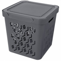 Корзина универсал. с крышкой DELUXE 18л (28,6*28,6*28,6см), серый 433242711 Econova/Бытпласт