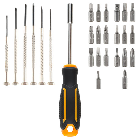 РОКОТ Набор из 27ми предметов, отвертка под биты, 20 бит, 6 отверток для точных работ