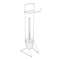VETTA Стойка напольная с ершом и держателем для туалетной бумаги, хром, стекло, нерж.сталь
