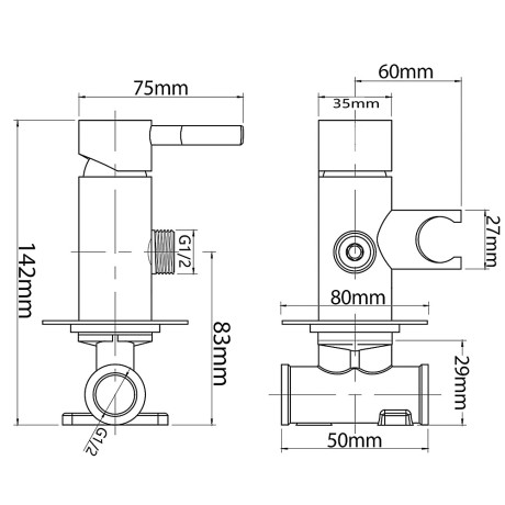 СоюзКран Смеситель для биде с гигиенич. душем настенный, картридж 35мм, нерж. сталь, SS03-R132