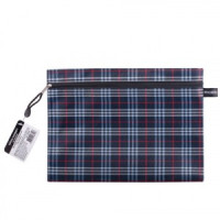 Папка-конверт на молнии BRAUBERG "Elegant", А4, 335х243 мм, ткань, клетка, 224049