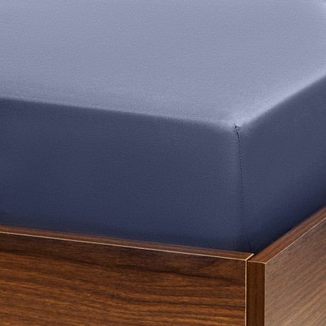 BY COLLECTION Простыня на резинке 140х200х25см, 100% хлопок, темно-серый