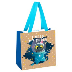 Пакет подарочный 20*20*10см MESHU "Мой космос", выборочный лак, крафт 354566