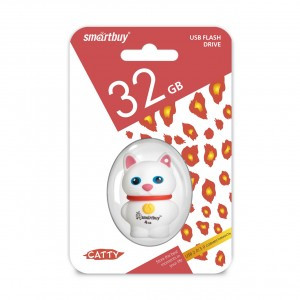 Флэш-диск (флэшка) USB Smartbuy 32GB Wild series Котенок Белый (SB32GBCatW)