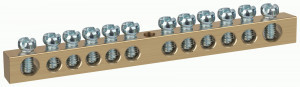 ЭРА шина PEN земля-ноль 6х9мм 12/1, 12 отв. латунная крепление по центру (уп.10шт, цена за шт) 47230