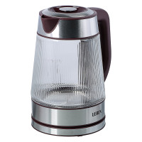 LEBEN Чайник электрический стеклянный 1,8л 1850 Вт рифленое стекло, бордовый