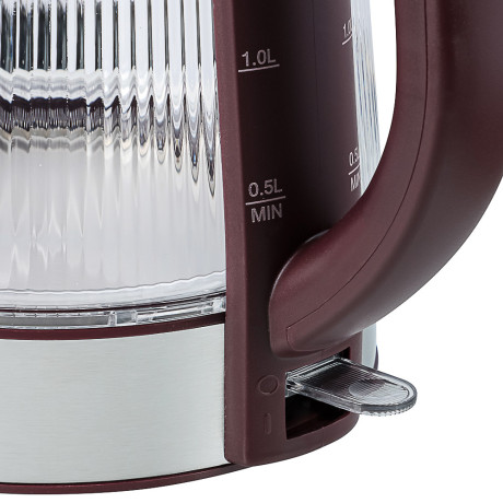 LEBEN Чайник электрический стеклянный 1,8л 1850 Вт рифленое стекло, бордовый