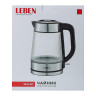 LEBEN Чайник электрический стеклянный 1,8л 1850 Вт рифленое стекло, бордовый