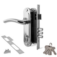 Замок врез 1527 NI/S Apecs (никель/мат. хром) с ручками (3 ригеля)  \20