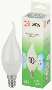 ЭРА GREEN LINE лампа св/д свеча на ветру E14 BXS 10W(1000lm) 4000K 4K BXS-10W GL 38x145 67099