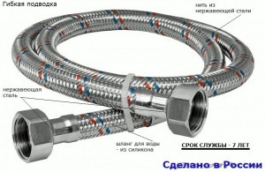 PSV Подводка гибкая д/воды гайка-СТАЛЬ, стальная оплетка 400см, (вн-вн, г/г) 1/2", 4627132451218
