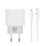 BY Комплект СЗУ Ньютон 20Вт, USB-C PD + кабель С-С, 3А, 100см, 110-240В, 50-60Гц, пластик, белый