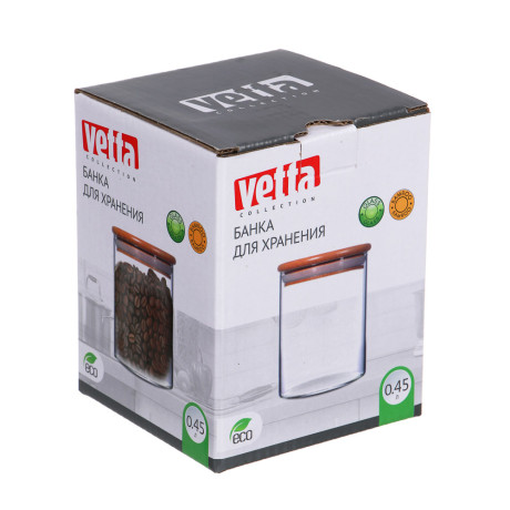 VETTA ЭКО Эллипс Банка для хранения 450мл, 10х8,5см, стекло, бамбук