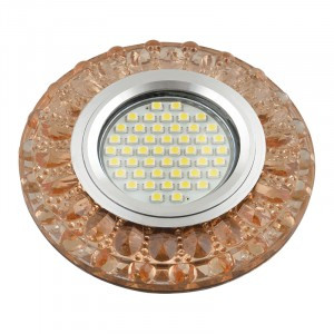 Fametto DLS-L151 GU5.3 св-к встр, Luciole стекло 95(65)x20 прозрачный/светло-корич., подсветка LED3W