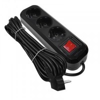 UNIVersal сет. удлинитель ПВС 3х1 3роз. 5м 13А, черный земля, выкл. (корпус ABS) S-303 2021