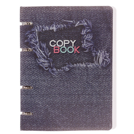 Тетрадь на кольцах А5, 80 л., клетка, обложка пластик, белый блок, микс