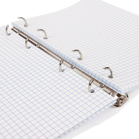 Тетрадь на кольцах А5, 80 л., клетка, обложка пластик, белый блок, микс