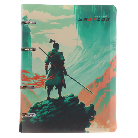 Тетрадь на кольцах А5, 80 л., клетка, обложка пластик, белый блок, микс