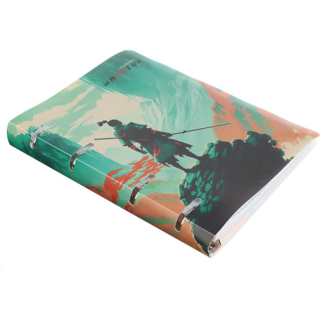 Тетрадь на кольцах А5, 80 л., клетка, обложка пластик, белый блок, микс