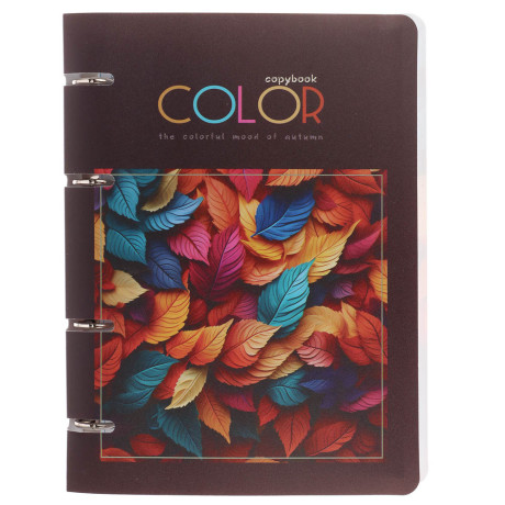 Тетрадь на кольцах А5, 80 л., клетка, обложка пластик, белый блок, микс