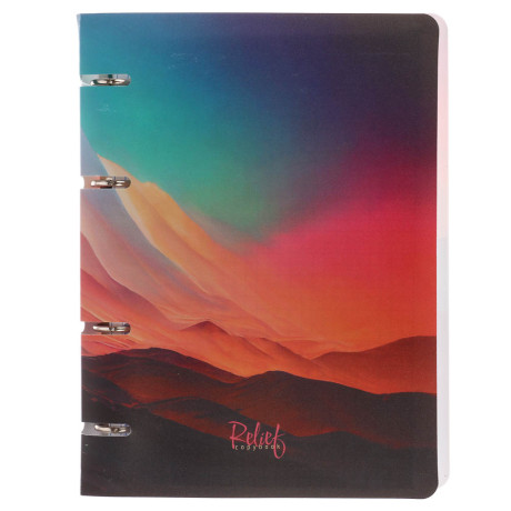 Тетрадь на кольцах А5, 80 л., клетка, обложка пластик, белый блок, микс