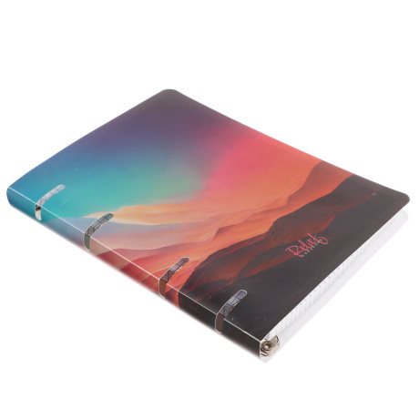 Тетрадь на кольцах А5, 80 л., клетка, обложка пластик, белый блок, микс