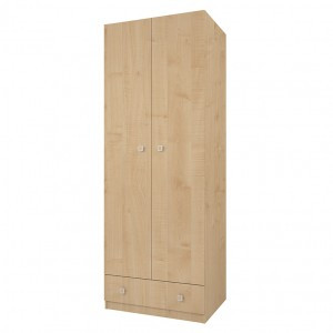 Шкаф двухсекционный Polini kids Simple с 1 ящиком, натуральный (мест 2)