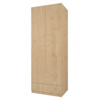 Шкаф двухсекционный Polini kids Simple с 1 ящиком, натуральный (мест 2)