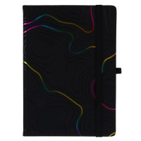 Бизнес - блокнот "БОХО" А5, 192 стр., твердая обл., иск.кожа, радужный срез, резинка, 2 закладки