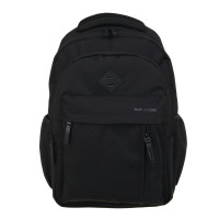 Рюкзак подростковый 44х28х17см, 2 отд., 4 карм., ручка, нашивка, фактурный ПЭ, отд.иск.кожей, черный