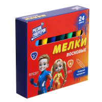 BY Русские Супергерои Мелки восковые пластиковые, 24 цвета, в форме кукурузы, 5,2 см, &quot;Джуниор&quot;