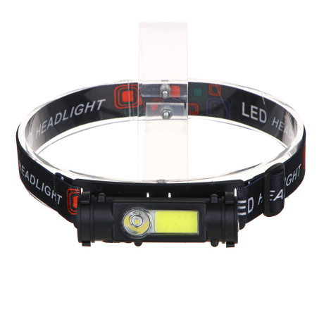 ЕРМАК Фонарь налобный, 800мАч, 1 COB, 1 LED, 2 режима, пластик, 100х32х33 мм