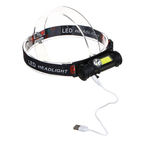 ЕРМАК Фонарь налобный, 800мАч, 1 COB, 1 LED, 2 режима, пластик, 100х32х33 мм