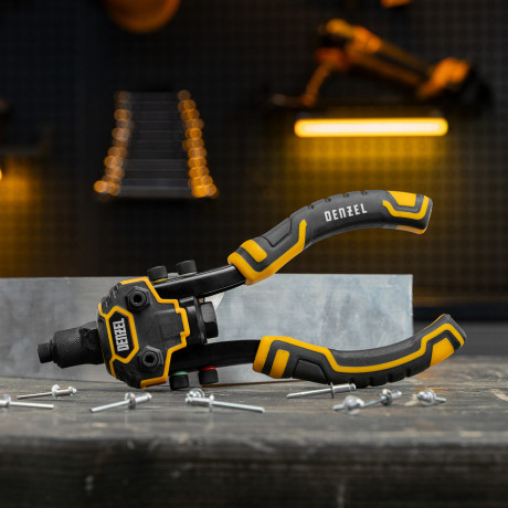 Заклепочник двуручный, заклепки 2,4-3,2-4,0-4,8-6,4 мм Denzel