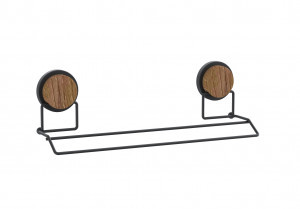 DIADONNA Держаржатель для полотенец двойной настенный (ABS) нерж.сталь, черный/дерево, D8309
