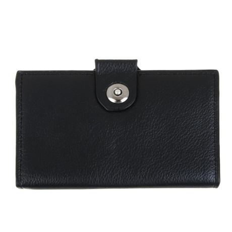 ЮL Тарон Портмоне мужское для карт, купюр и монет на кнопке, ПУ, 15х9,5х1см, черный